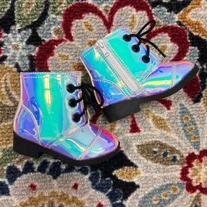 WONDER NATION IRIDESCENT GIRLS TODDLER ANKLE BOOTS SHOES, SIZE 4